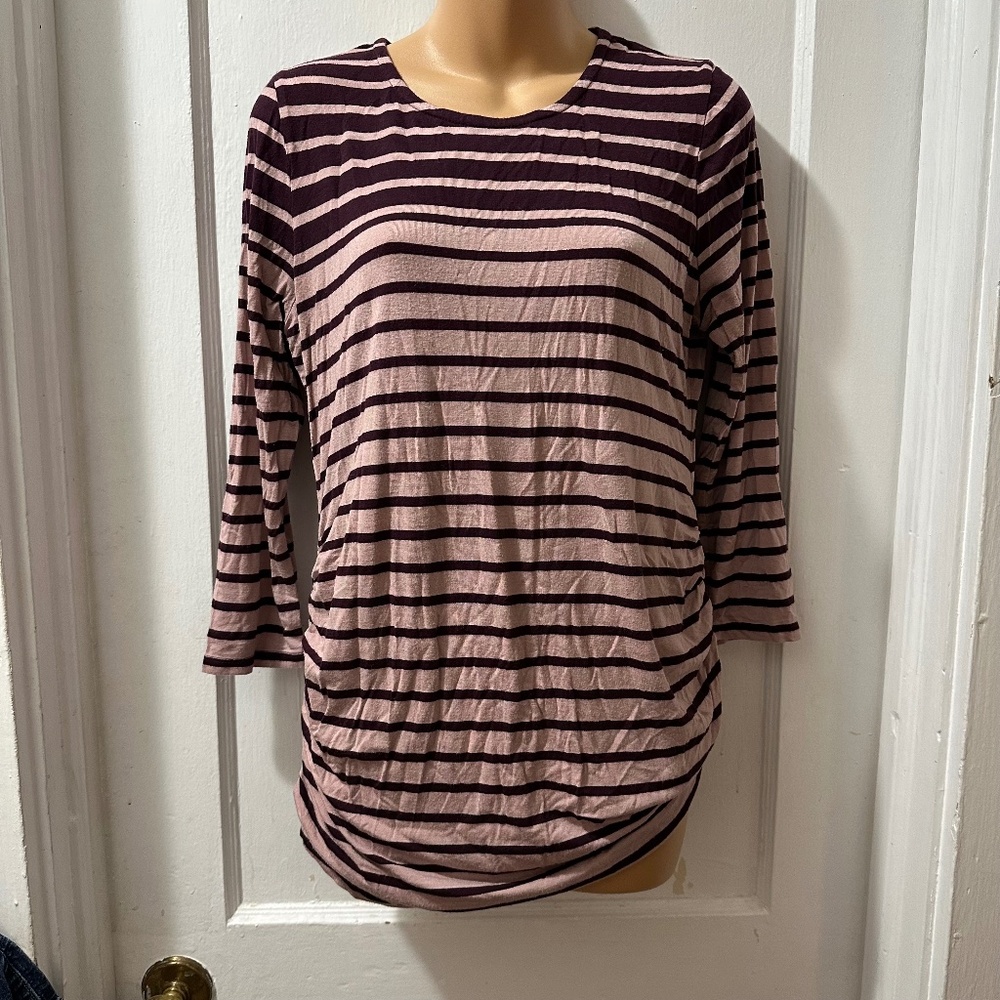 Jessica Simpson Maternity Brown Striped Long Sleeve Top in M